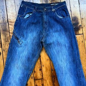 Vintage Phat Farm Men’s 36x33 (Fits 34x32) Baggy Denim Jeans Y2K Wash Distressed